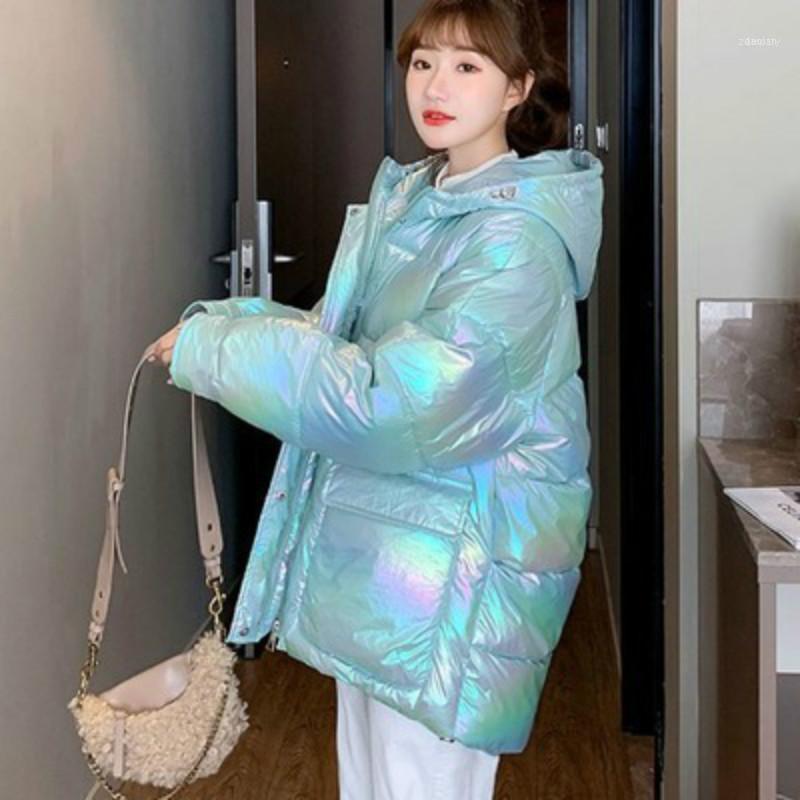 

Women's Down & Parkas Winter Jacket Fashion College Style Candy Color Hooded Women Outdoor Leisure Mid-length Cotton1, Sky blue