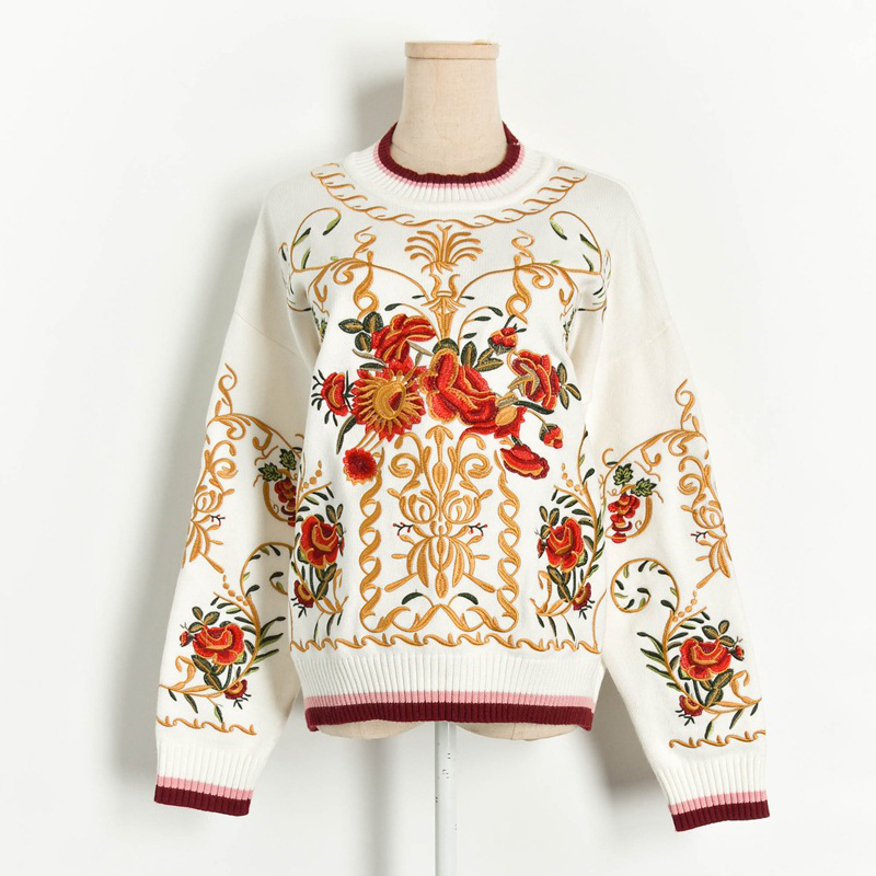 

2021 Nightgown Jumpers Embroidered in Women' Knitted Sweaters, Autumn Tricot Pull Femme J0oi, Beige