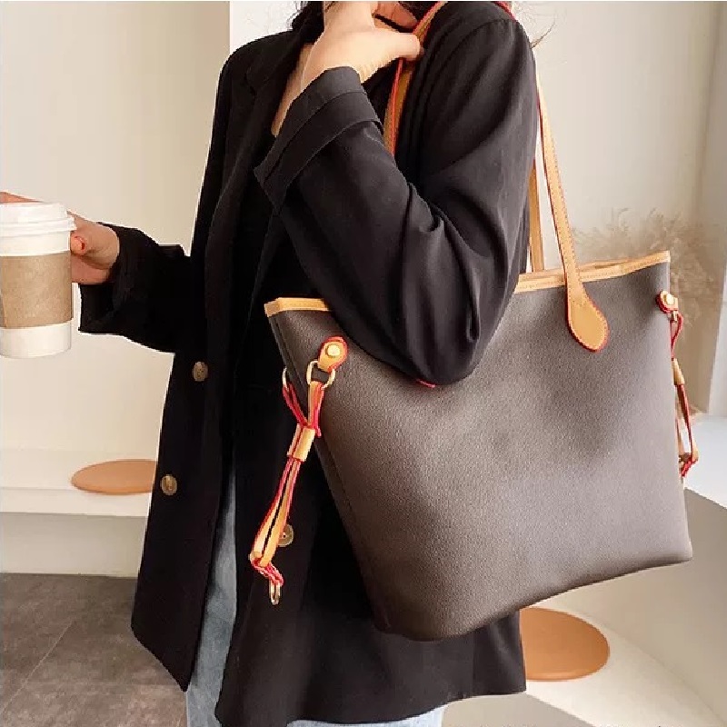 

Neverfull 2-piece set fashion bags women handbags ladies designer composite lady bag Brand shoulder tote female purse girls gifts wallet MM size classic style Travel, Extra shipping