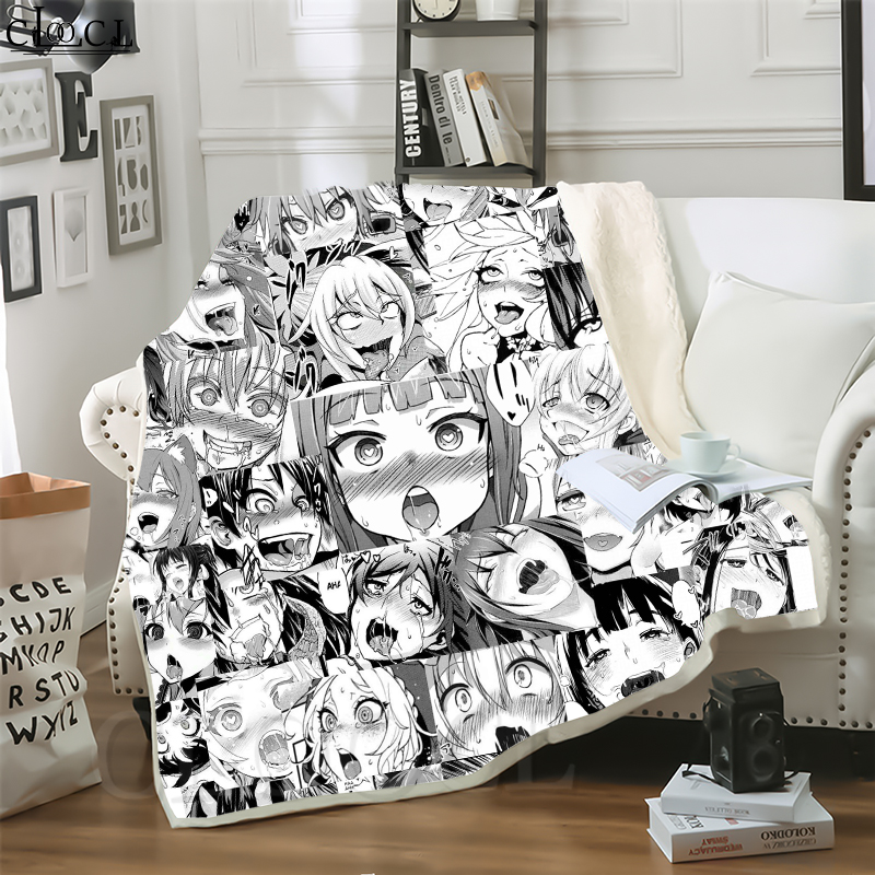

CLOOCL New Anime Ahegao Desire Girl 3D Print Casual Style Conditioning Blanket Sofa Teens Bedding Throw Blankets Plush Quilt