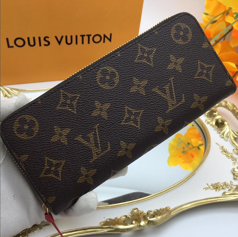 

LOUIS VUITTON LV GG PORTEFEUILLE CLEMENCE WALLET High Quality Womens Iconic Fashion Long Wallet Coin Purse Card Case Holder Brown Waterproof Canvas White LV M60742, Brown grid
