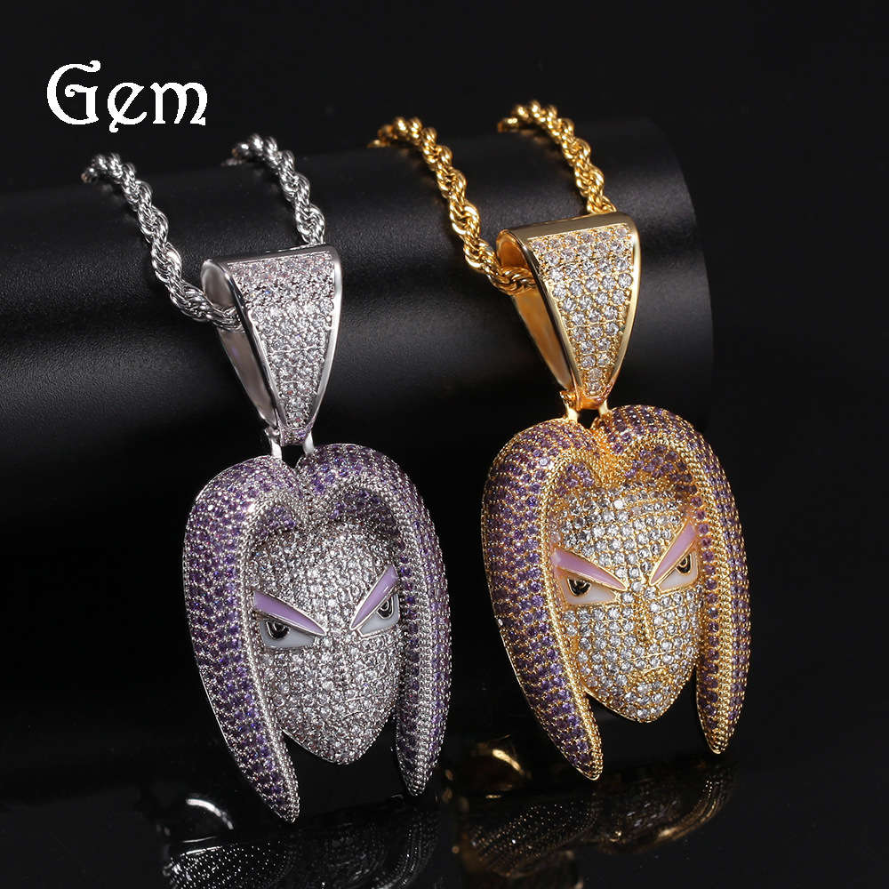 

Hip hop style colorful cartoon Pendant Necklace niche fashion design set zircon men's and women's trendy pendant accessories