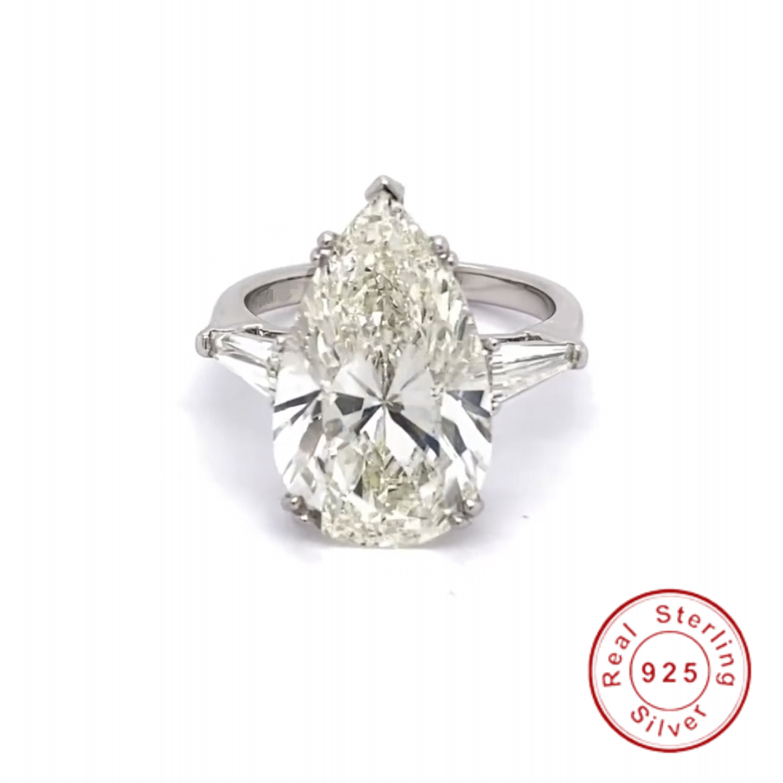 

Luxury 925 Sterling Silver 5ct drop Pear-shaped cut Diamond Wedding Engagement Cocktail Women Gemstone Rings Finer fine Jewelry