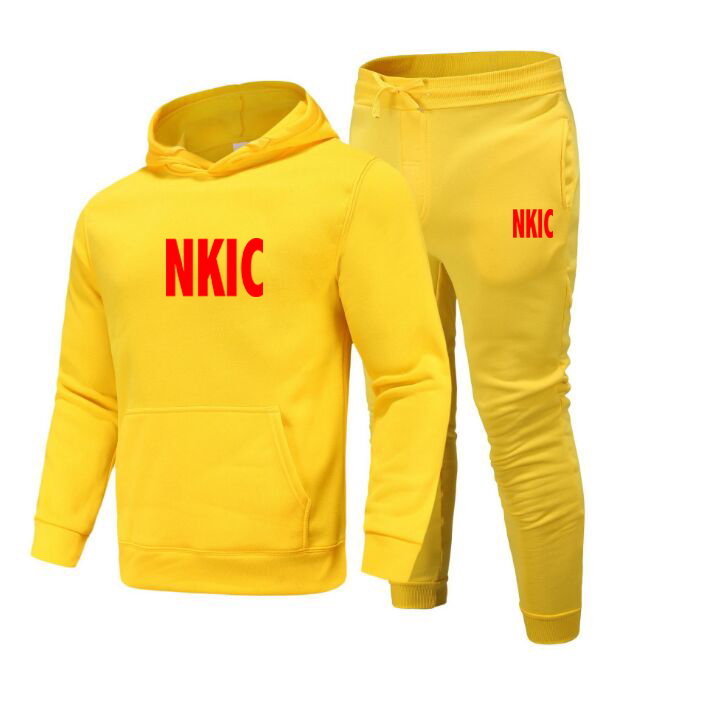 

Autumn Brand letter Print Men Tracksuits Set Fleece Sweatshirt + Pants Sporting Sweat Suits Mens Survetement Sportswear Male, 13