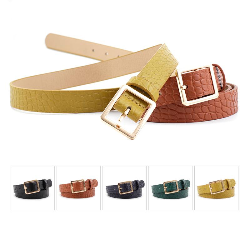 

Belts AZ-95 Women's Belt Square Metral Pin Buckle Multicolor Style Fashion Casual Ladyies Waistband -elling Jeans Strap, Black