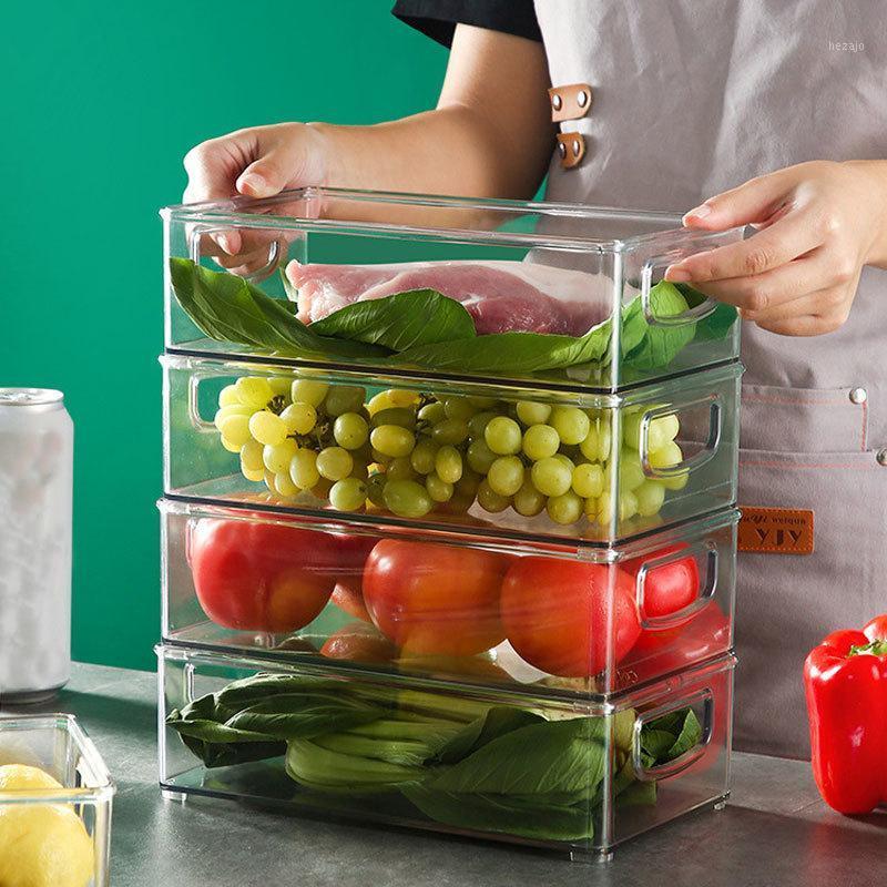 

Storage Bottles & Jars Refrigerator Organizer Bins Stackable Fridge Grade Box With Handle Clear Plastic Pantry Freezer Tool