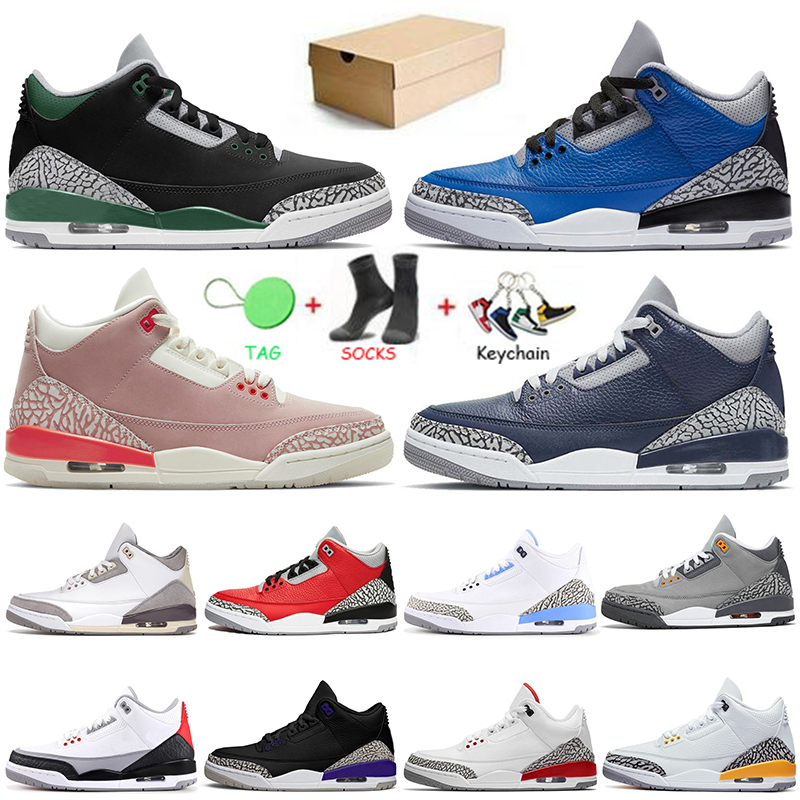 

Basketball Shoes Trainers Sports Sneakers Rust Pink Pine Green Racer Blue Jumpman 3 Mens Womens Jorden3S Georgetown Unc Knicks, 2 katrina 36-47