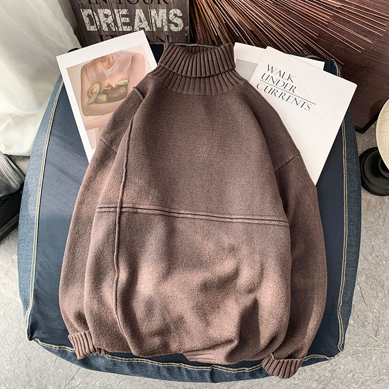 

2021 New Winter Thick Turtleneck Sweater Men's Warm Fashion Casual Knitted Pullover Men Wild Loose Knitting Sweaters Mens Clothes M-3xl L3ja, Black