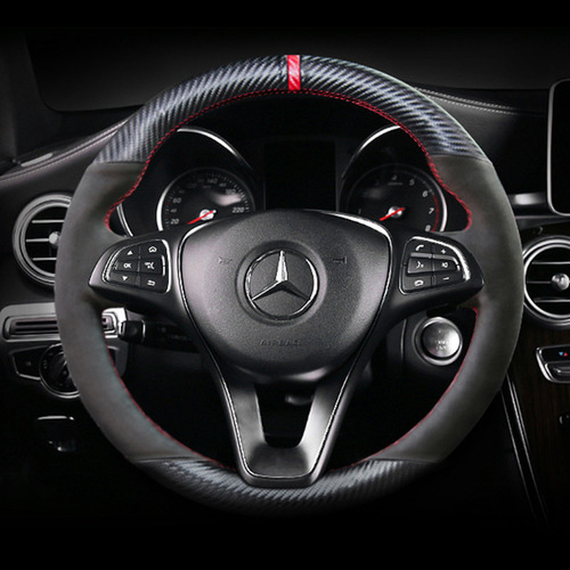 

For Mercedes-Benz glcC260L C200L E300L C180 gla vito DIY custom leather carbon fiber hand-sewn special car interior steering wheel cover