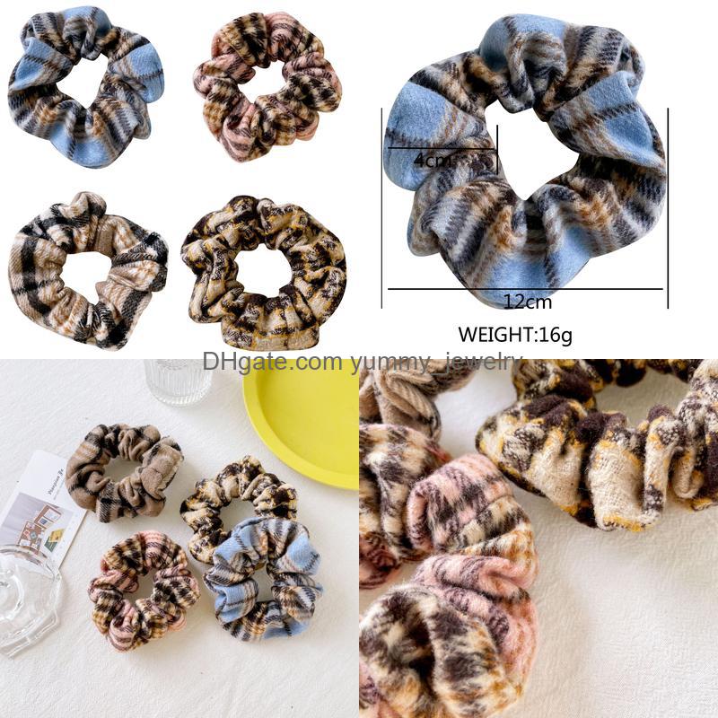 

Rubber Bands Elastic Hairband Fashion Ponytail Holder Yummy_jewelry Autumn And Winter Retro Plaid Pig Big Intestines Grit Head Ring H jllmro