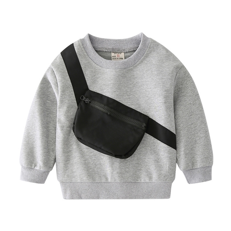 

Autumn Winter Fashion Boys Shirts Baby Boy Girl Cotton Clothing Kids Sport Casual Sweatshirts With Pocket 211110, Gray