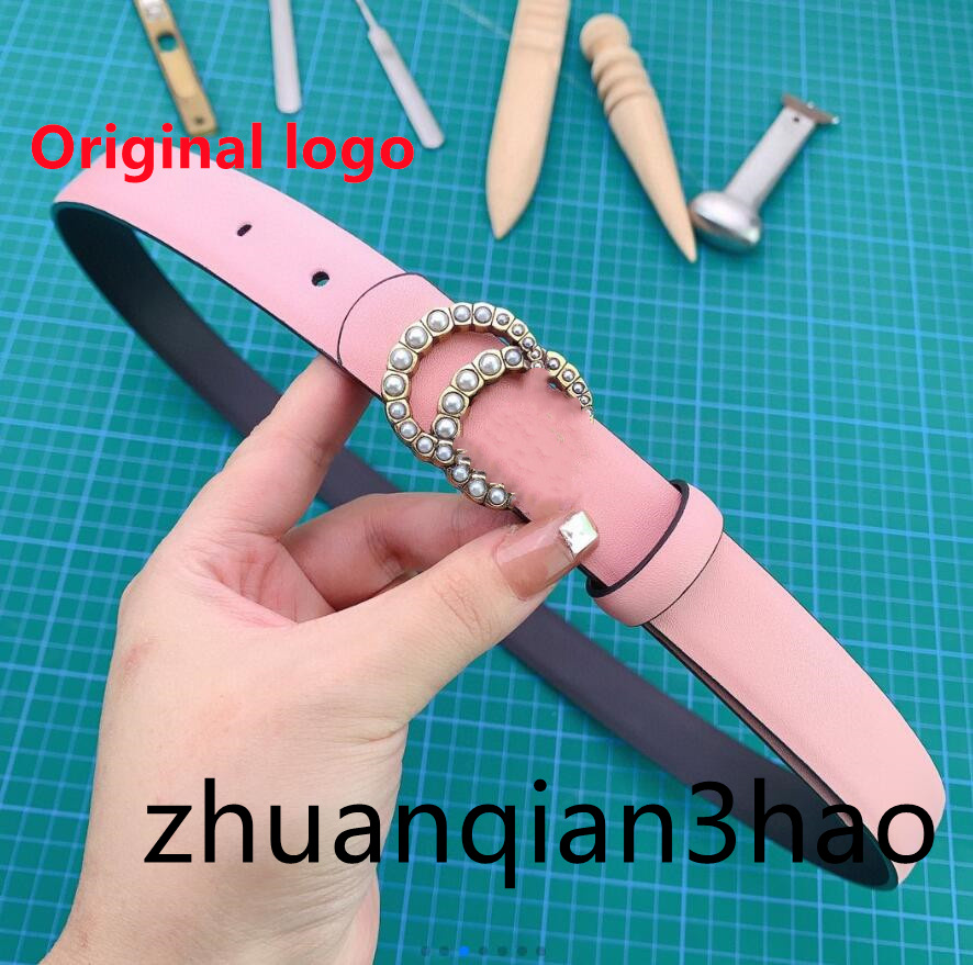 

Newest best quality 2.5 cm widths genuine leather women belt with box women waistband women gold/silver/pearl buckle belts, Black;brown