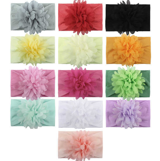 

Kids baby Girls Soft headband with Big Flower chiffon floral wide hair wrap hairbands designers head band princess party hairdress accessories newborn gift LY6802, Kids size