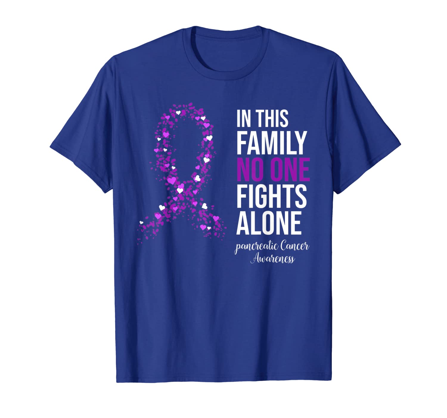 

in this family no one fights alone pancreatic cancer tshirt, White;black
