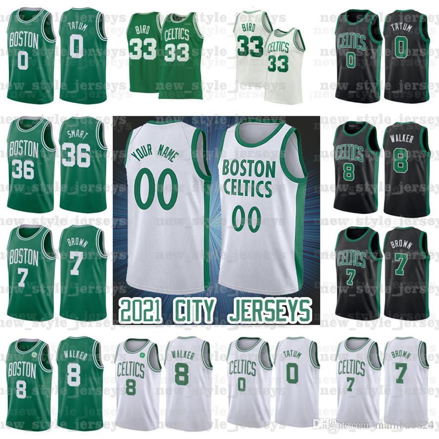 

0 Jayson 8 Kemba Tatum 7 Jaylen Walker Smart Brown 33 Larry 36 Marcus Bird Boston Celtics Men Basketball Jerseys Z8, Black;red