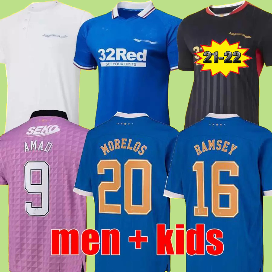 

SPECIAL Rangers 150th Anniversary Legends Soccer Jerseys Glasgow RAMSEY AMAD 2022 Black Third Men Kids MORELOS TAVERNIER home away Football Shirt 21 22, Training red