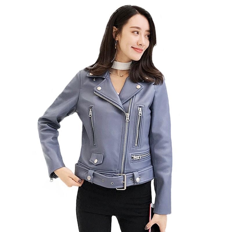 

Women's Leather & Faux Genuine Women Quality Jacket Real Sheep Coat Fashion Lady Natural Lambskin, Black