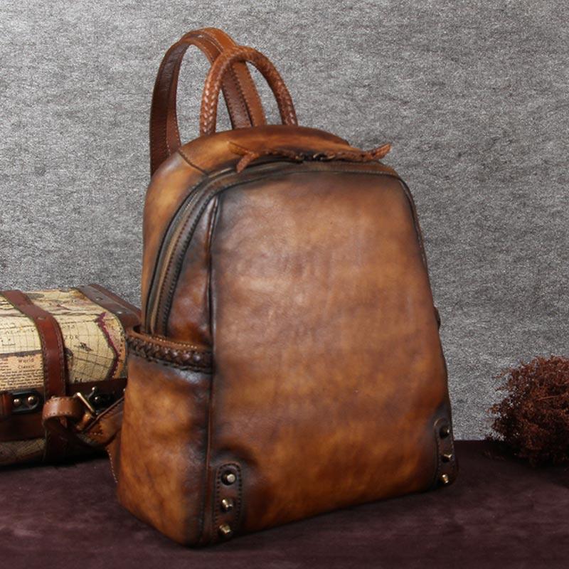 

Card Holders Ladies Hand Bag Female Head Layer Cowhide Pack Vintage Leather Backpack Han Edition 2021, See chart