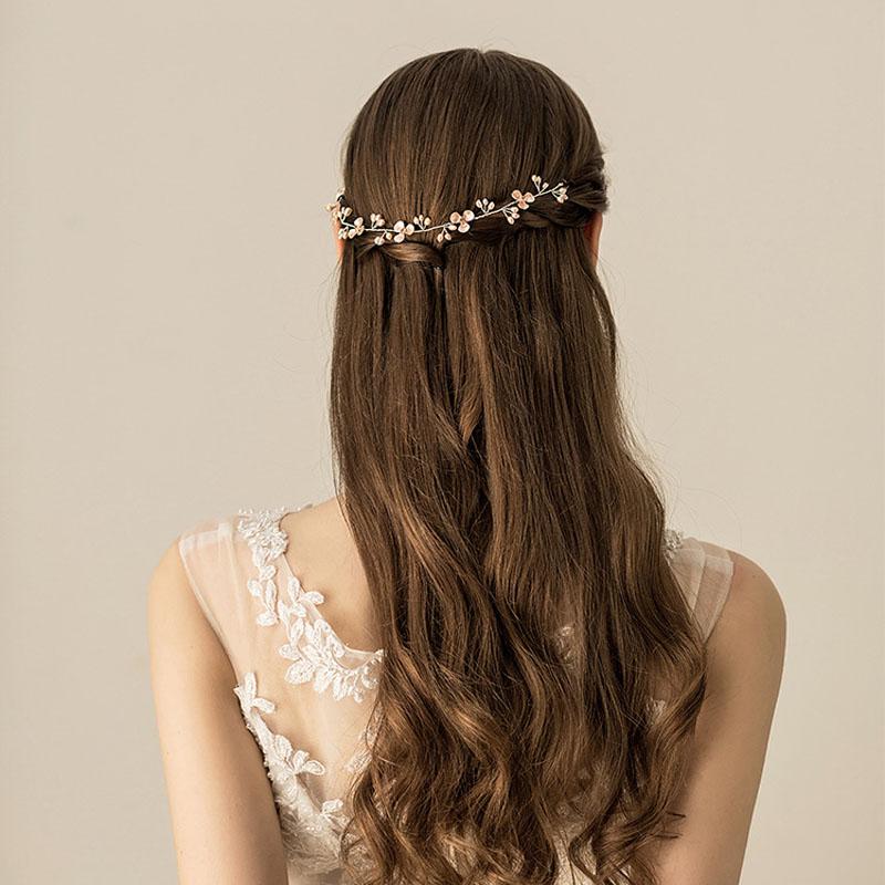

Hair Clips & Barrettes SLBRIDAL Handmade Austrian Crystal Rhinestone Freshwater Pearls Wedding Accessories Vine Bridal Headband Women Jewelr, Golden;silver