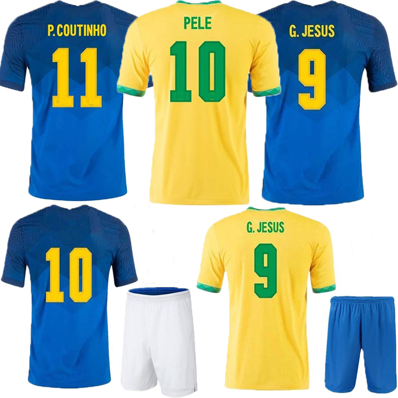 

Adult shirt BRAZIS Home Away kids kit soccer jersey 2020 2021 camiseta de futebol G.JESUS COUTINHO NEYMAR JR COUTINHO brasil football, Black