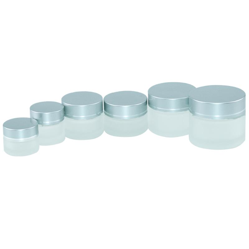 

10Pcs 5ml 10ml 15ml 20ml 30ml 50ml Frosted Glass Bottle Silver Plastic Cap Vitreous Face Cream Vials Exquisite Cosmetics Gifts