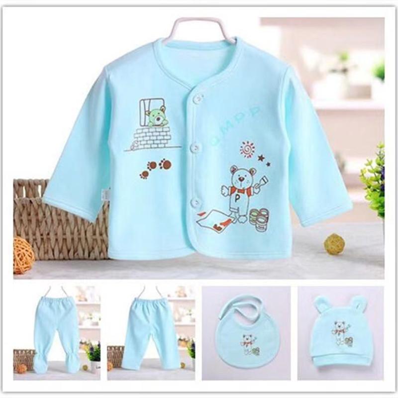 

Clothing Sets 5Pcs Born Cute Bear Unisex Cotton Outfit Set Soft Underwear Animal Print T-Shirt+Pant For 0-3 Months Baby Boys Girls, White