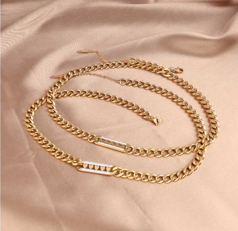 

Chains Stainless Steel Necklace For Women Thick Chain Necklaces Punk Choker Gold Heart Star Jewelry