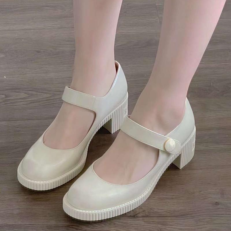 

2021 designer's latest fashion show series women's shoes round head Mary Jane ballet high quality version perfectly restored, White