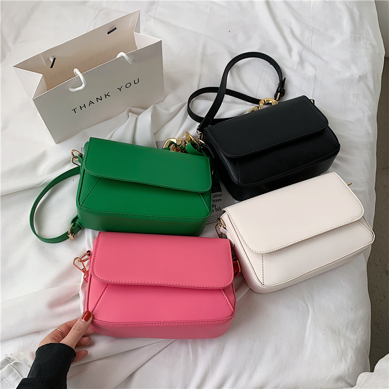 

Shoulder Bags Thick Chain Design Small PU Leather Flap Crossbody For Women 2021 Fashion Ladies Travel Handbags Purse, Green
