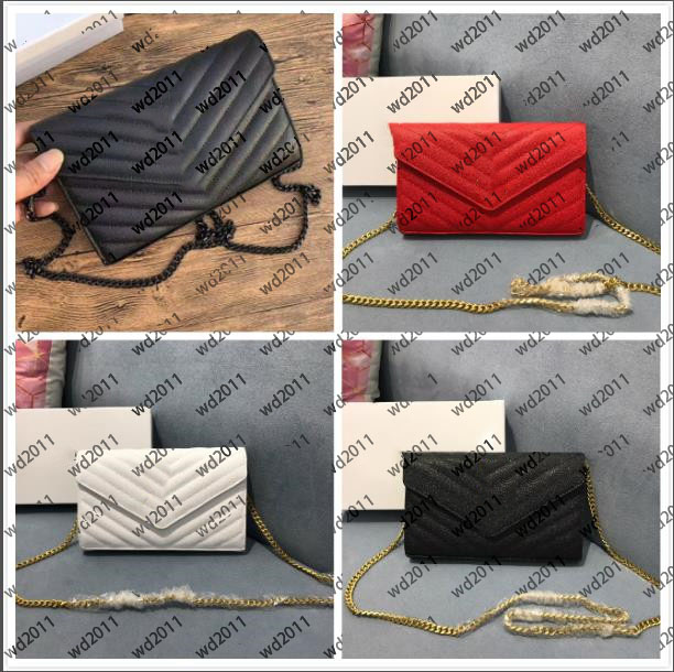 

top quality Genuine Leather Handbag Comes With Box Chain Bag Women luxurys Fashion Designers Bags Female clutch Classic High Quality Girl Handbags, Red