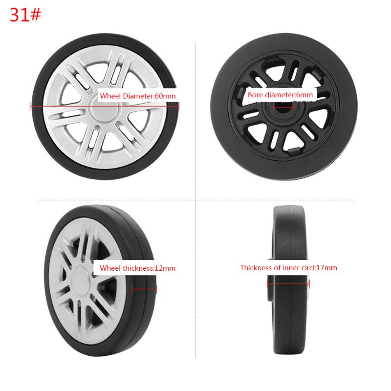 

1PC Luggage Plastic Swivel Wheels Rotation Suitcase Replacement Casters New Hot, Black