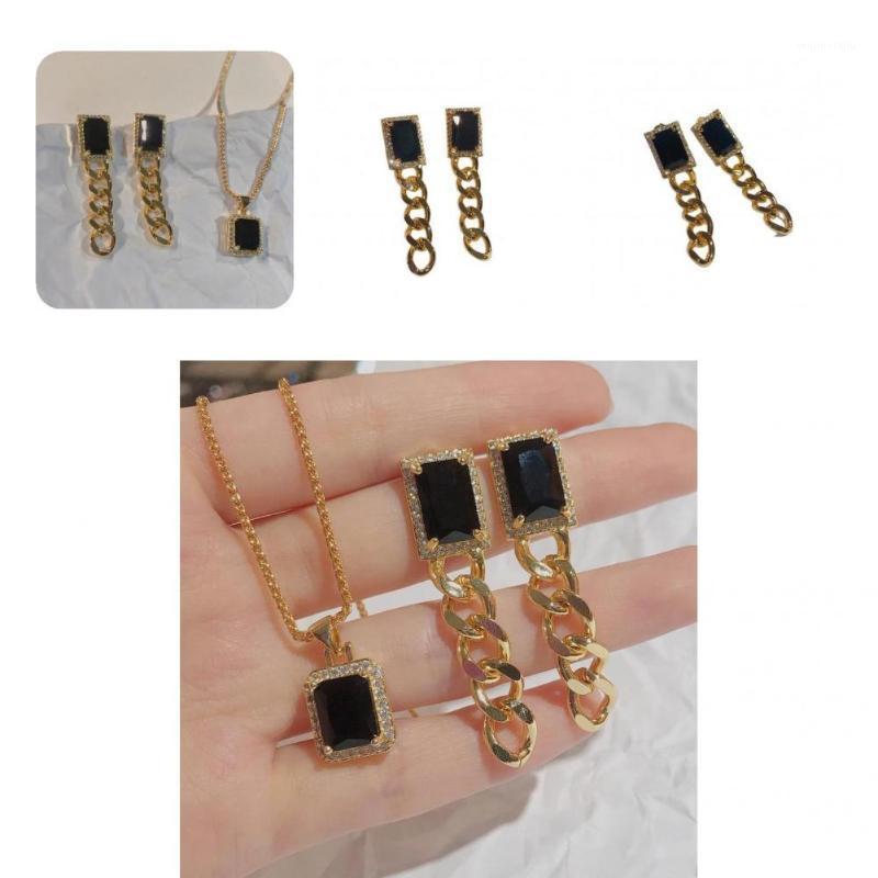 

Earrings & Necklace Pendant Retro Copper Clavicle Glarings Jewelry Accessory For Party Charm, As pic