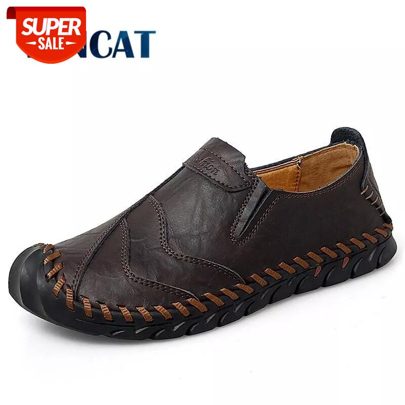 

New Men Shoes Brand Genuine Leather Men's Loafers Moccasins Casual Shoes Breathable Slip on Flat shoes Boat Size 38-47 #rm6e