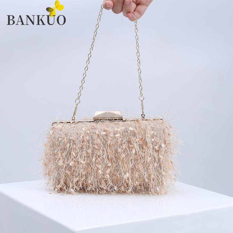 

BANKUO2021 New Women's Leather Bags Korean Hot Style Wild Tassel Bag Messenger Bag Shoulder Small Size Large Capacity X17, Black