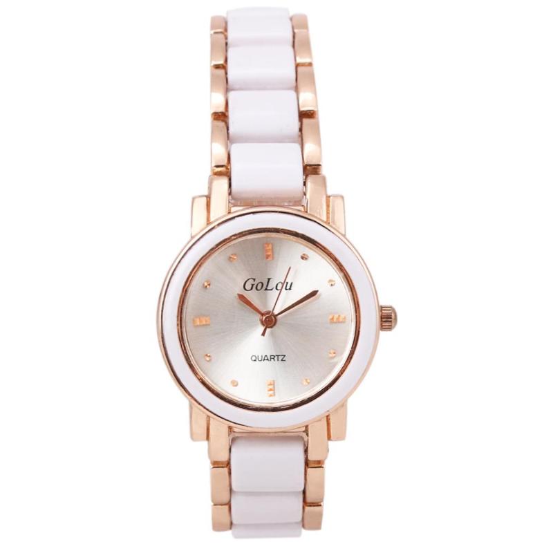 

Wristwatches Women Fashion And Casual Stainless Steel Bracelet Wrist Watch Ceramic Quartz Relogio Feminino Orologio Donna Alloy Hours B30, White