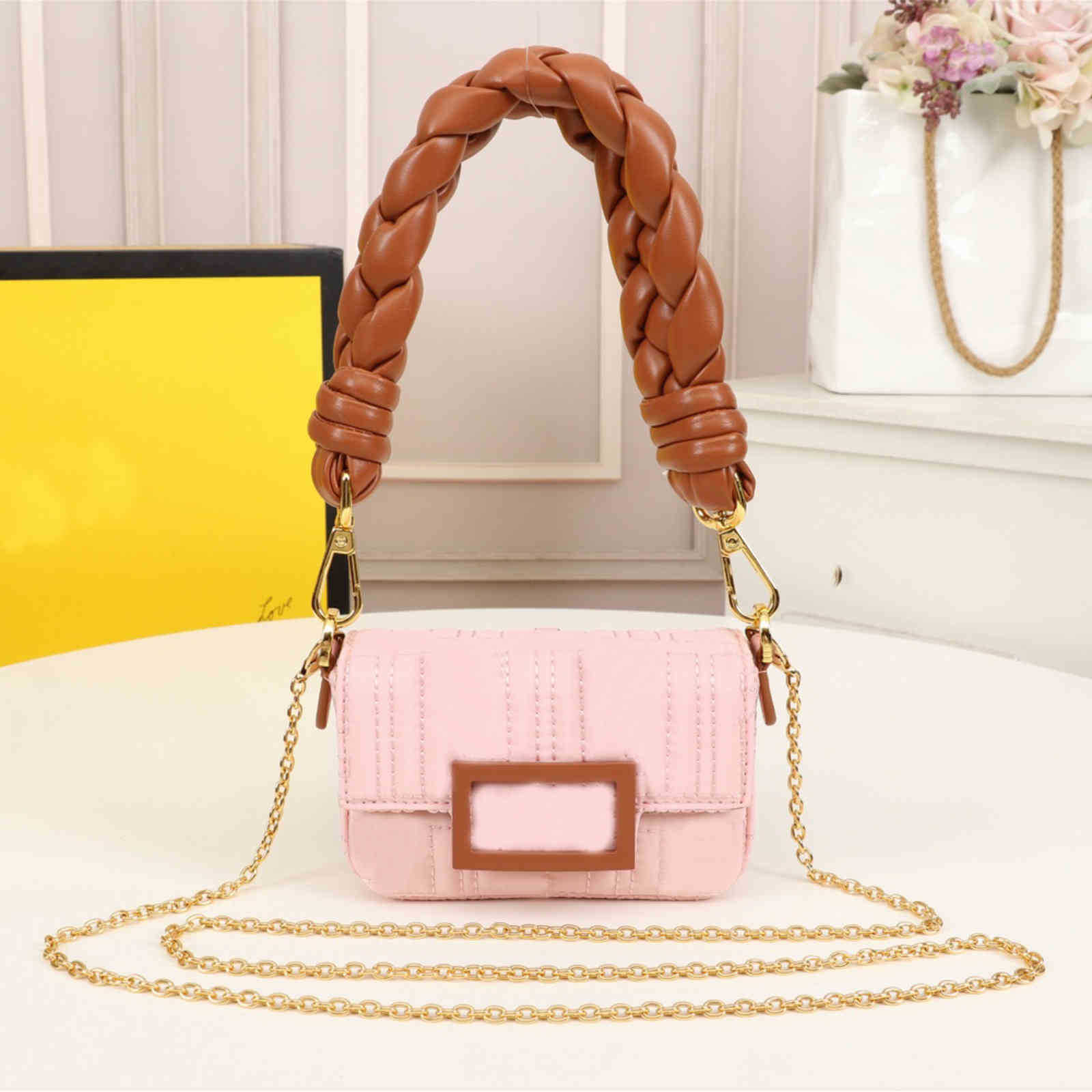 

Flower Classic 2021 Fashion Woven Handle Armpit Bag Designer Exquisite Small Multicolor with Metal Chain High Quality Women Lovely Handbag, Blue