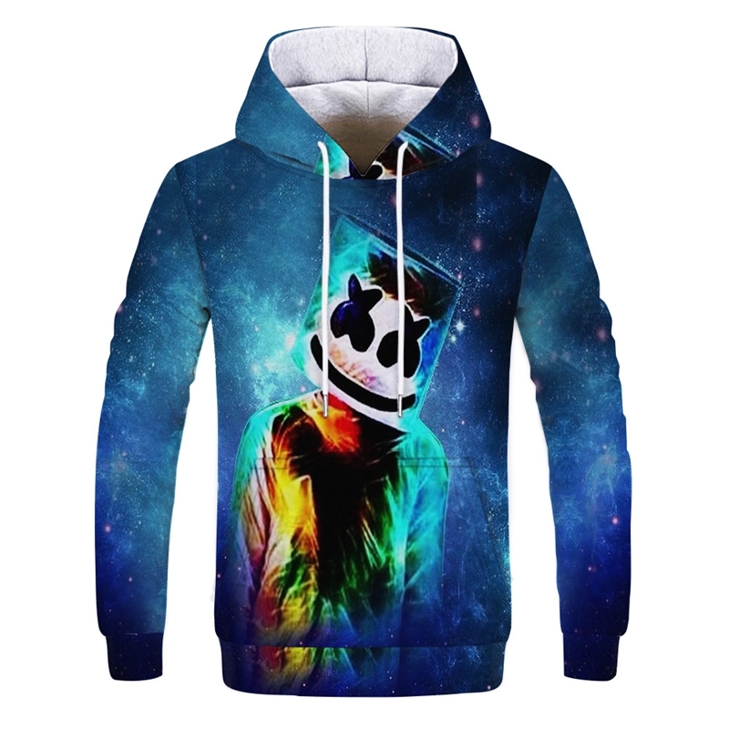 

New dj3d digital printing fashion men's Hooded Sweater, Black