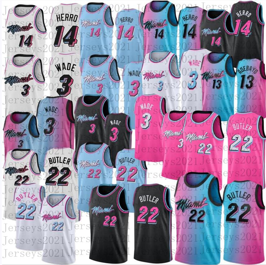 

Men Jimmy 22 Butler Tyler 14 Herro Basketball Jerseys Adebayo 13 Bam Dwyane 3 Wade 2021 Mens Jersey -XXL, As