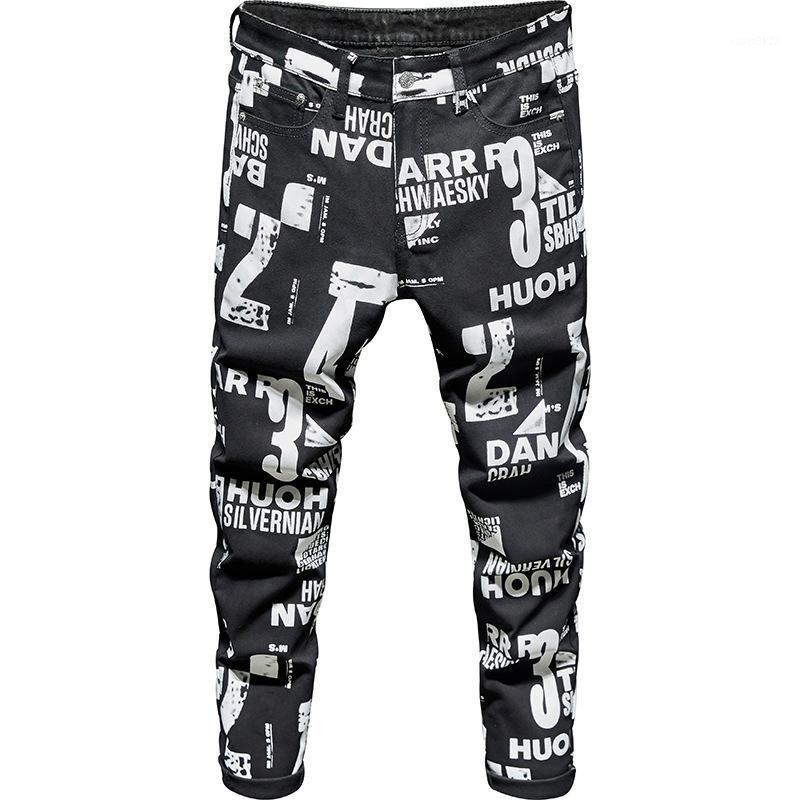 

Men's Jeans Mens Regular Fit Stretch Hosen Herren Casual Pantalon Homme Slim Printed Jean Straight Trousers, Blue