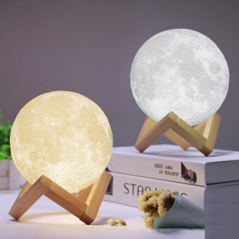 

Night Lights 3D Print Rechargeable Moon Lamp LED Creative Usb Touch Switch Indoor Light For Bedroom Indie Kid Decor Birthday Gift