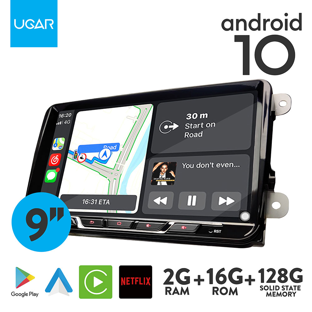 

UGAR Android 10.0 player for 128G Solid State Memory Volkswagen Universal Car-DVD Radio with Carplay Android-Auto GPS Navigation Wifi Bluetooth
