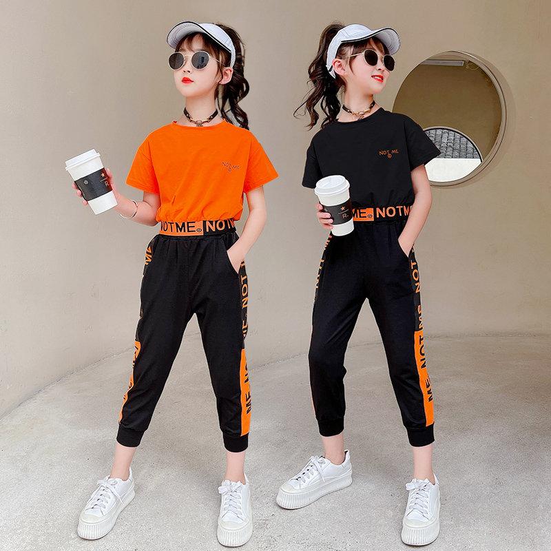 

Clothing Sets Girls Clothes Set Teen Tracksuit 2021 Summer Short Sleeve 2pcs Children Suits Cotton Sportswear 8 9 10 12 13Years Old, Black