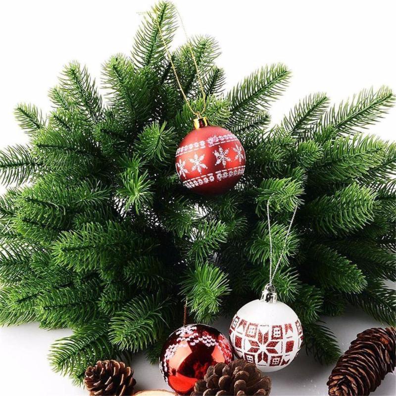 

2PCS Artificial Pine Needle Branch Christmas Fern Grass Green Plants Xmas Party Decor, 2 pcs