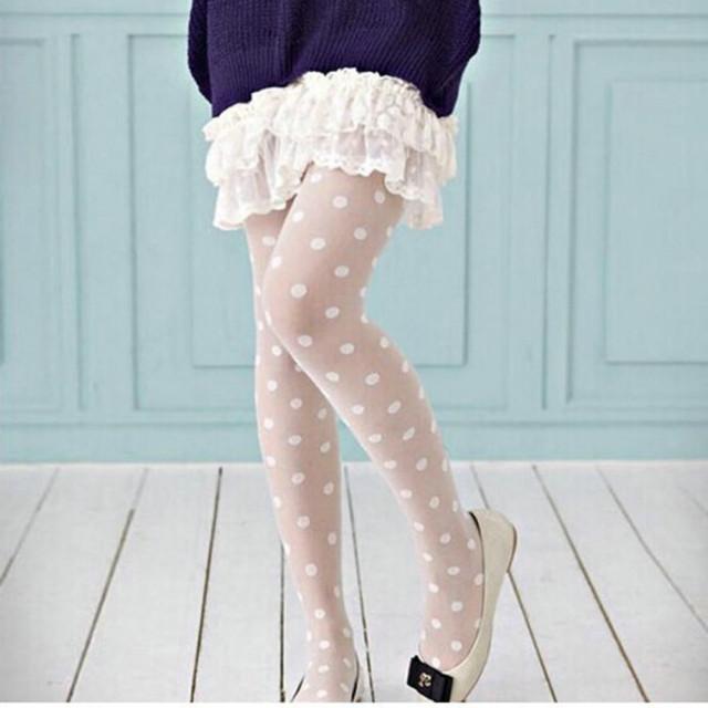 

Socks & Hosiery Women Sexy Tights Sheer Lace Big Dot Pantyhose Dots Black White