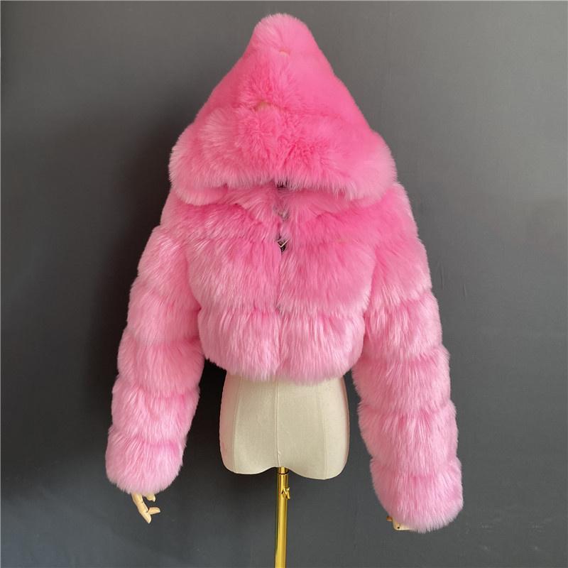 

Women' Fur & Faux Coat ,Short Hood , Female Models In Stock 2021 Sell Women, T3