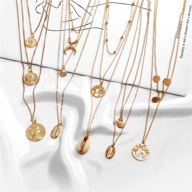 

Pendant Necklaces Buy 1 Get Gift Gold Sliver Multi Layer Necklace For Women Shell Choker & Pendants 2021 Female Ocean Fashion Jewelry