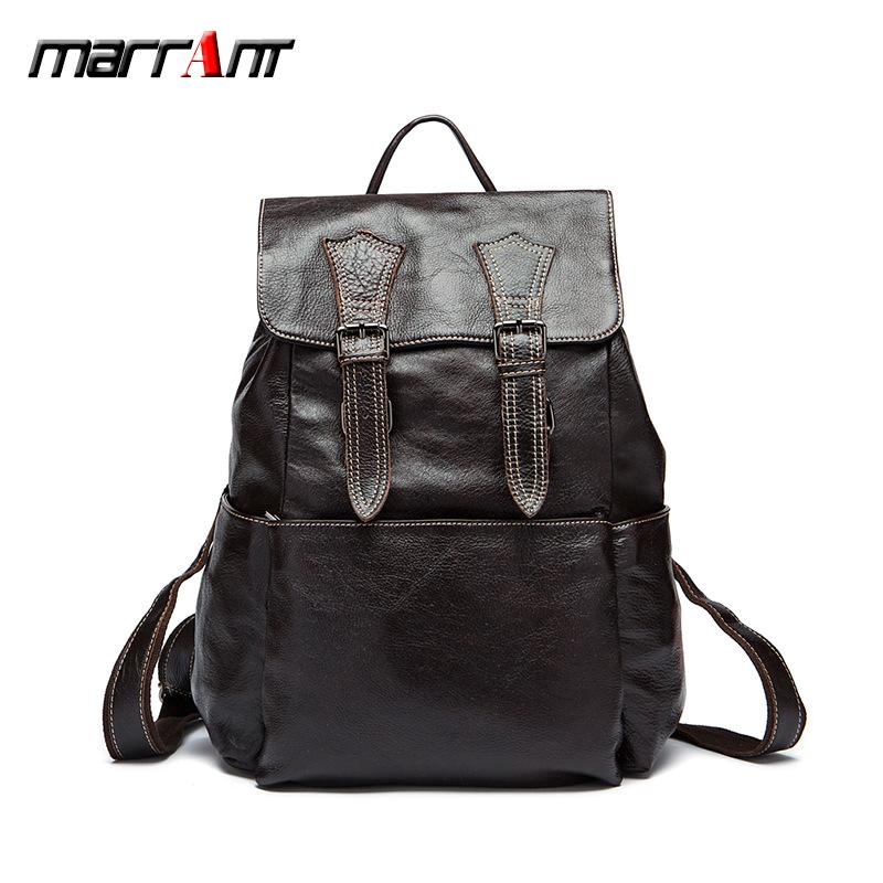 

Backpack Men's Real-Leather Bag Wholesale Korean-Style Retro Outer Flap Full-Grain Leather Bucket, Black