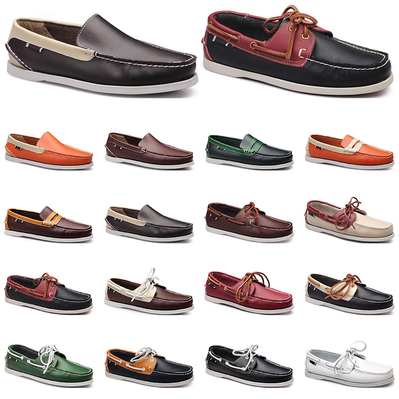 

Womens sneakers Sailing shoe mens casual leather shoes black white red green orange brown outdoor trainers size 38-45 ninety three, 14