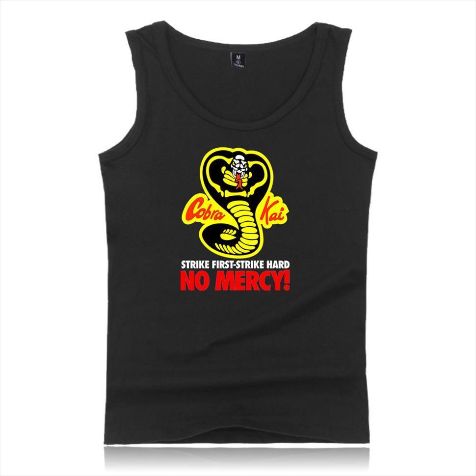 

karate series men tank print mens cobra kai cotton comfortable summer vest running bodybuilding pajama, White;black