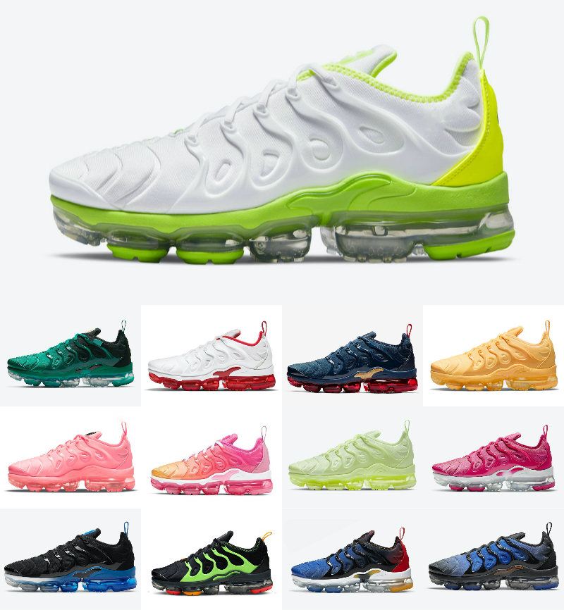 

TN Plus Running Shoes Men Knicks Black Bubblegum Yolk Cherry All Red Cool Grey Neon Olive Pure Platinum USA Dark Blue Mens Womens Outdoor Sports Trainers Sneakers 36-47, Bubble package bag